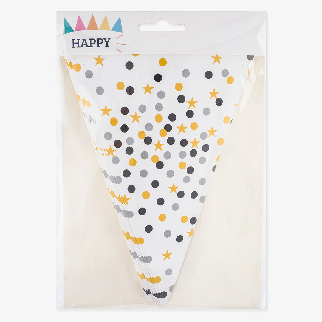 Гирлянда Флажки, Конфетти, Стильный микс, 200 см, 1 упак.