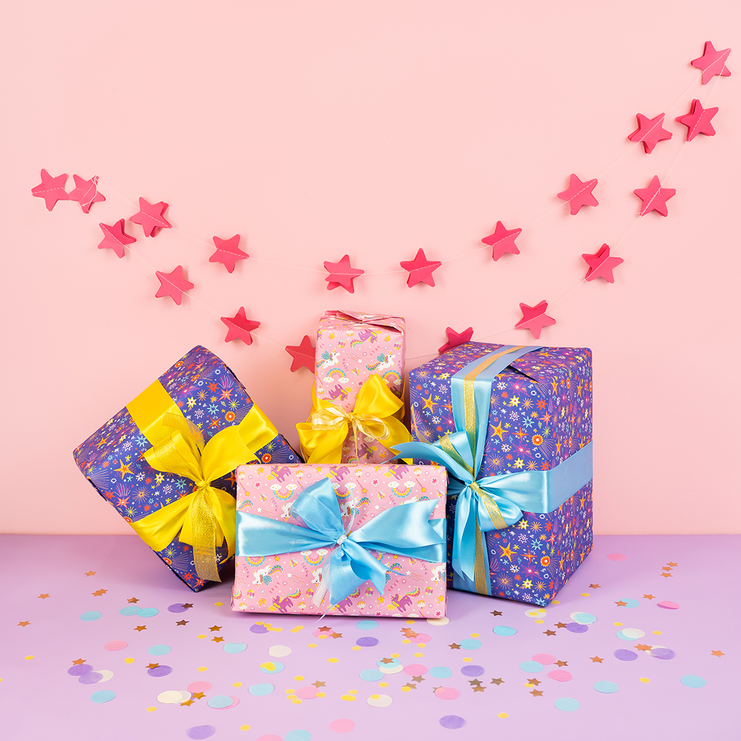 Упаковочная бумага 80гр (0,7*1 м) Сверкающие звезды, 1 шт.