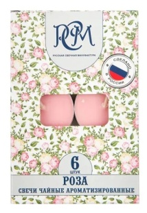 Свечи Чайные (в гильзе), Роза, 3,9 см, 6 шт.