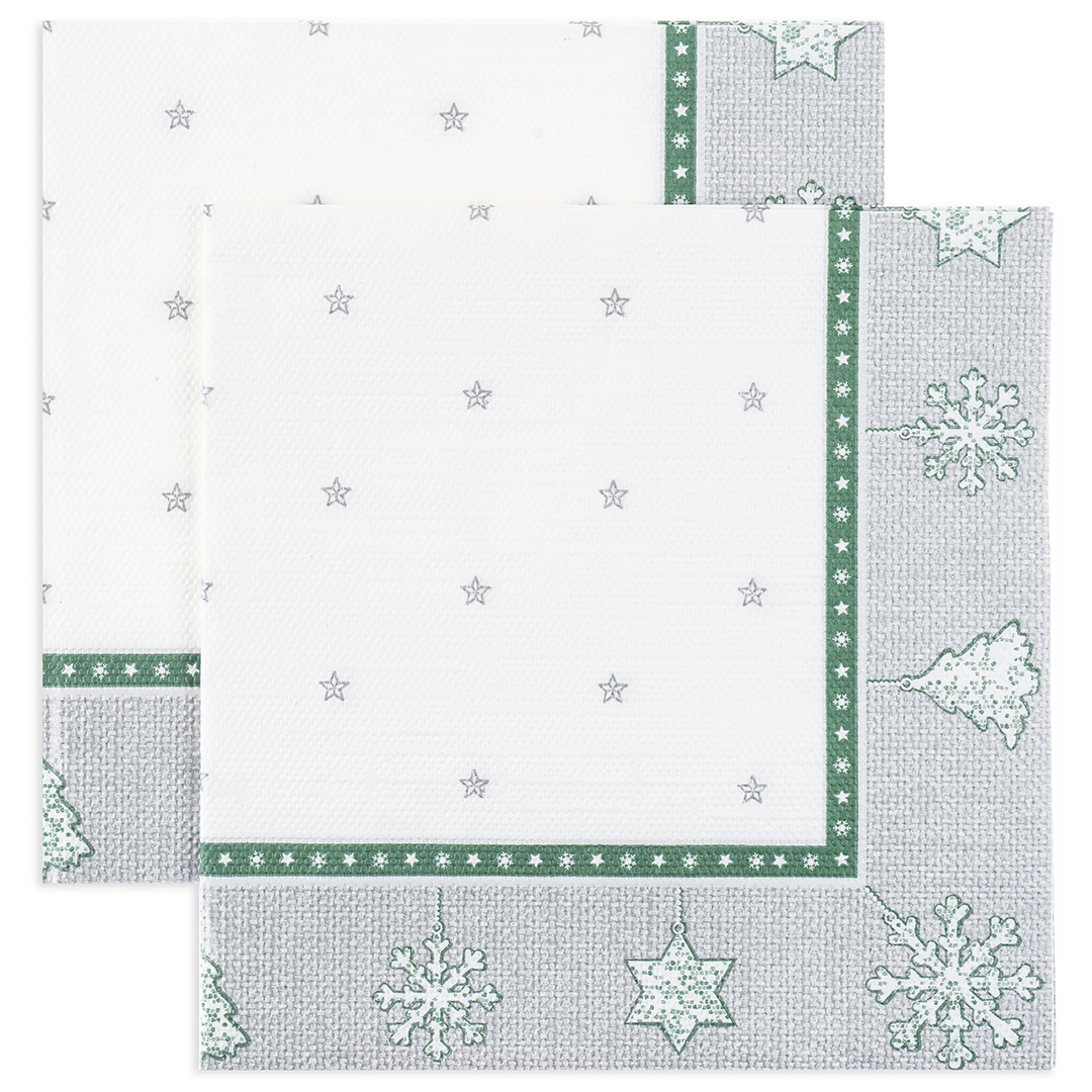 Сервировочные салфетки, Новогодний гобелен, Серебро, 33*33 см, 20 шт.