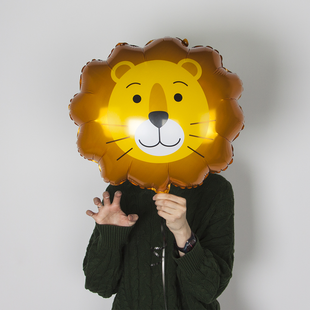 Шар (23''/58 см) Фигура, Голова, Милый Лев, 1 шт.