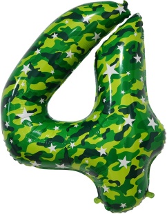 Шар (34''/86 см) Цифра, 4, Камуфляж, 1 шт. в уп.