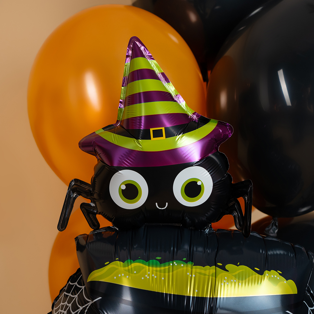 Шар (31''/79 см) Фигура, Паучок и котел ведьмы, 1 шт.