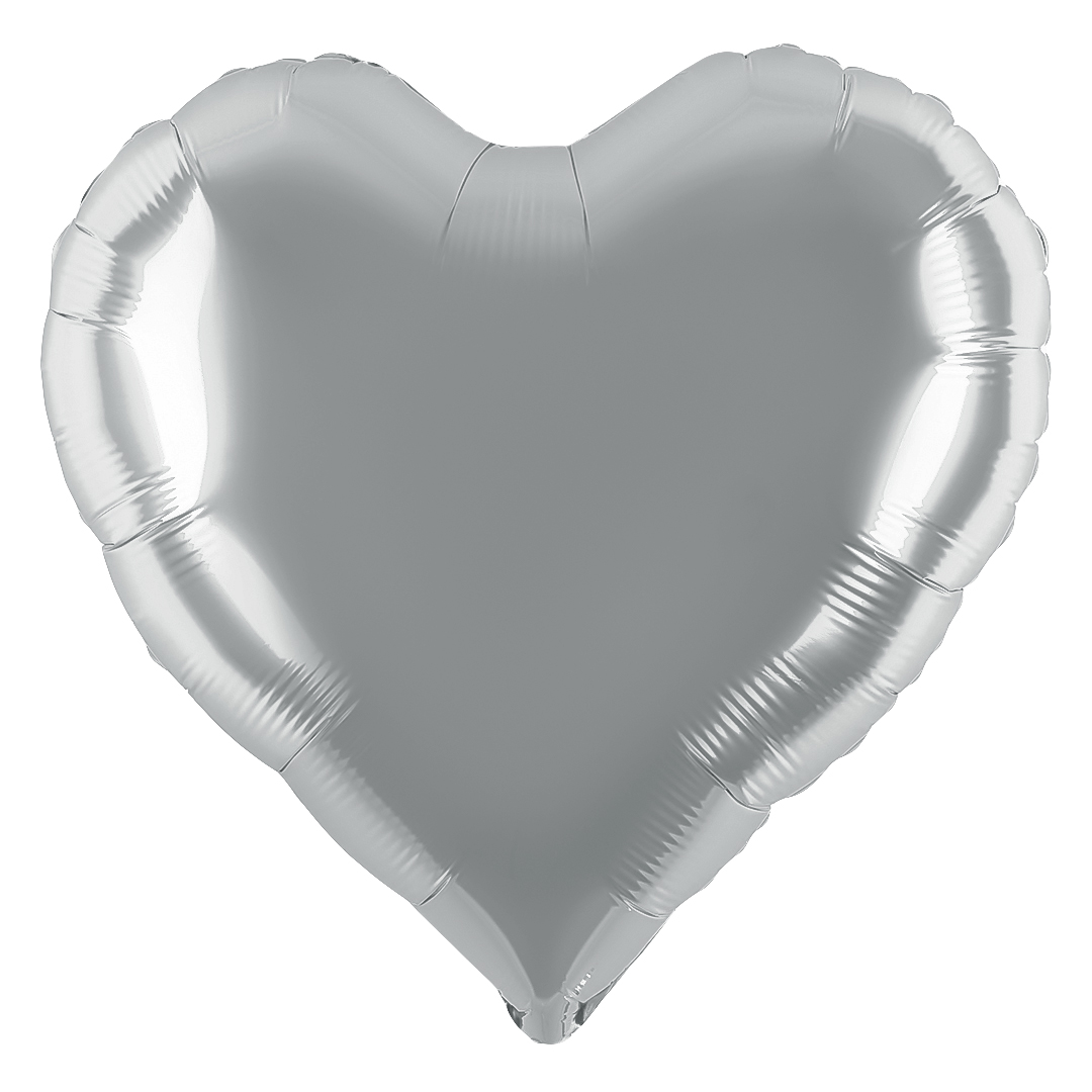 Шар (32''/81 см) Сердце, Серебро, Металлик, 1 шт.