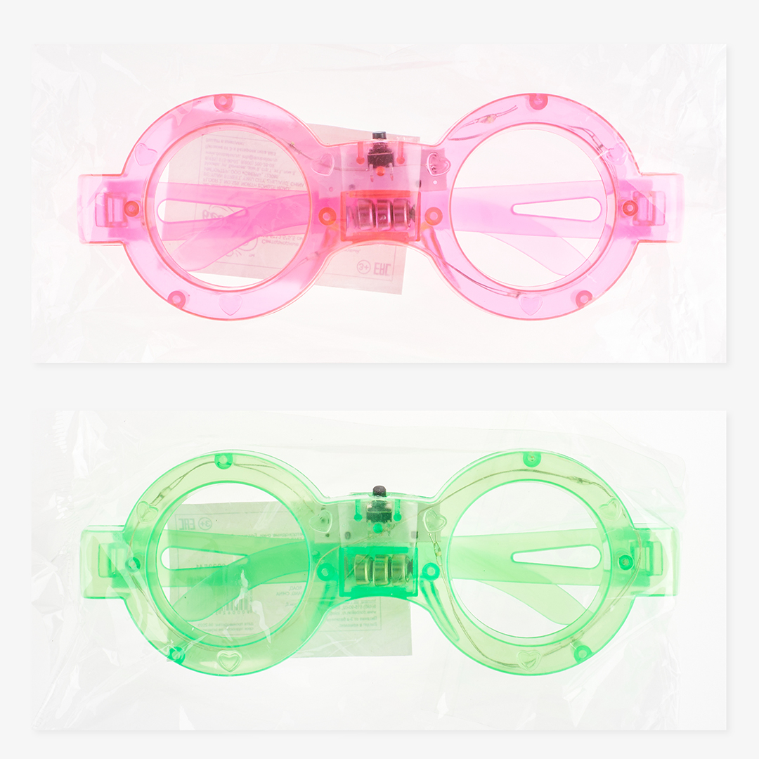 Светодиодные очки, Ботаник, Розовый, 1 шт. 