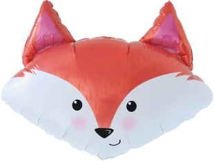 Шар с клапаном (12''/30 см) Мини-фигура, Лиса, 5 шт. в уп. (цв.этик.)