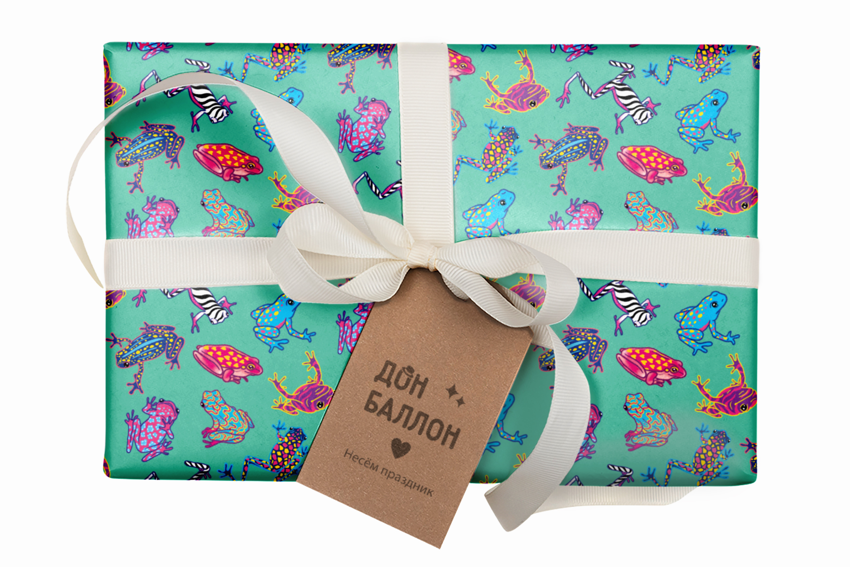 Упаковочная бумага 80гр (0,7*1 м) Веселые лягушки, 10 шт.