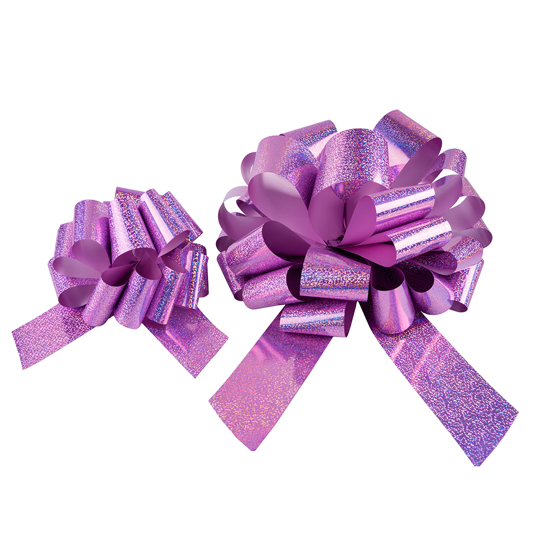 Бант Шар, Розовый, Голография, 21 см, 1 шт. в упак. 