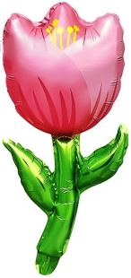 Шар с клапаном (17''/43 см) Мини-цветок, Тюльпан, Розовый, 5 шт. в уп. (цв.этик.)