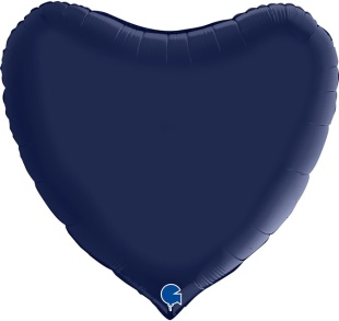 Шар (36''/91 см) Сердце, Темно-синий, Сатин, 1 шт. в уп.