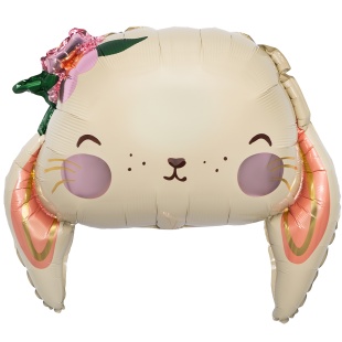 Шар (26''/66 см) Фигура, Зайка с цветком, Сатин, 1 шт. в уп.