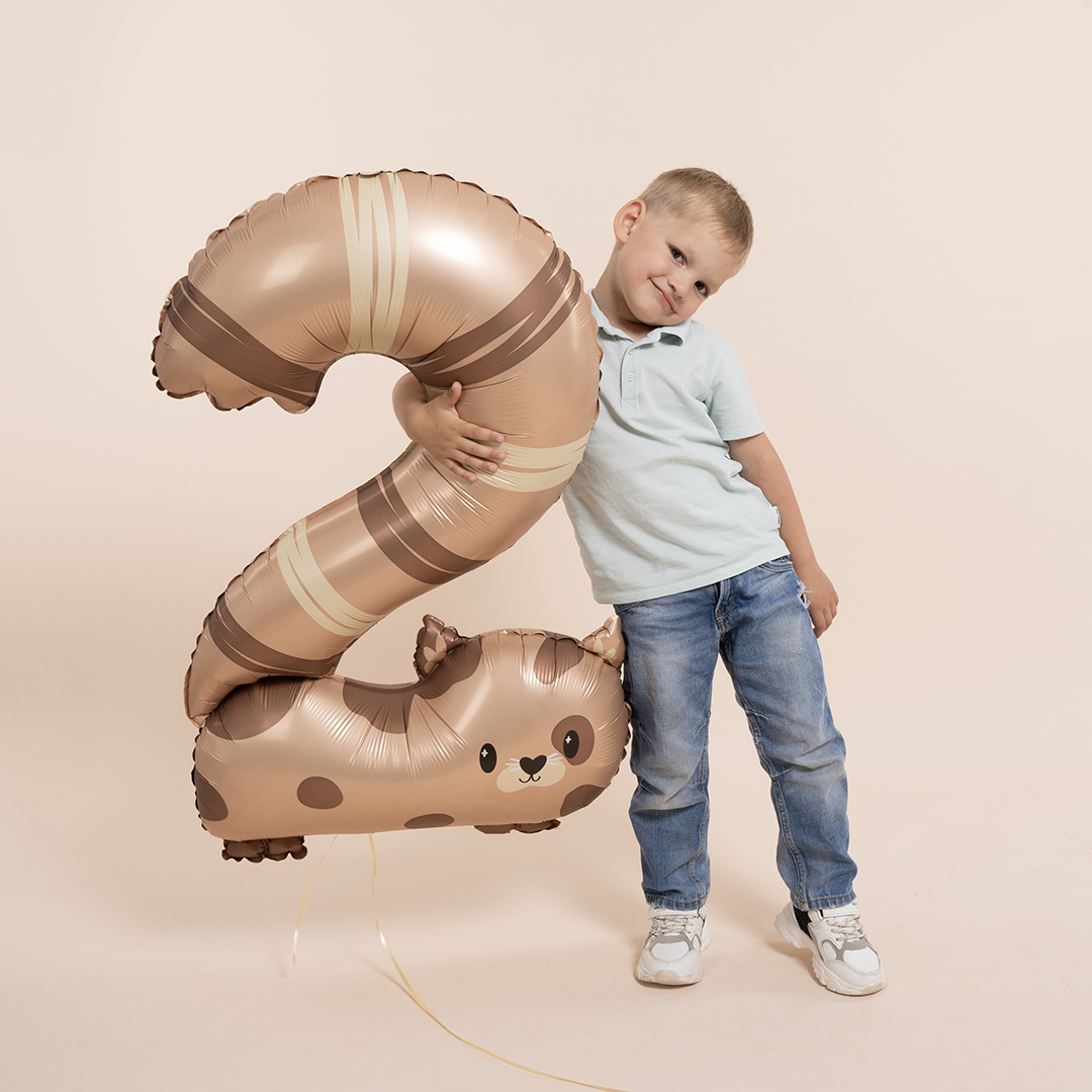 Шар (35''/89 см) Цифра, 2 Котенок, 1 шт. в уп.