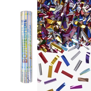 Пневмохлопушка (12/30 см), Волшебное конфетти, Прямоугольники фольга, Ассорти, Металлик, 1 шт.