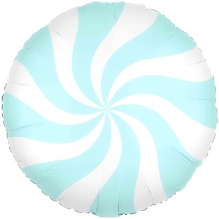 Шар (18''/46 см) Круг, Леденец, Бирюзовый/Белый, 1 шт. в уп. (цв.этик.)