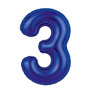 Шар (40''/102 см) Цифра, 3 Slim, Полуночно-синий, 1 шт. в уп.