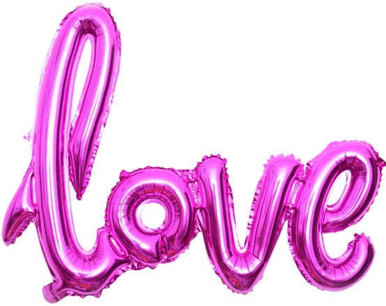 Шар (22''/56 см) Фигура, Надпись "Love", Фуше, 1 шт.