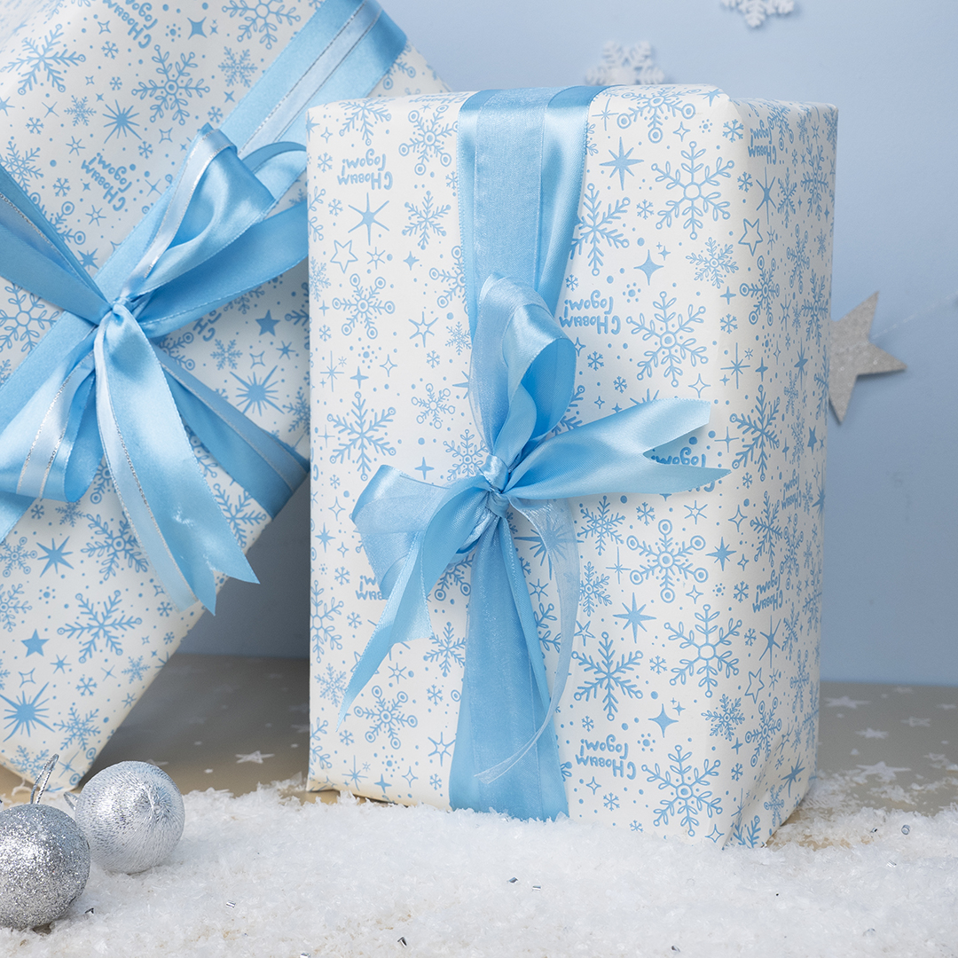 Упаковочная бумага 70гр (0,6*10 м) Новогодние снежинки, 1 шт.