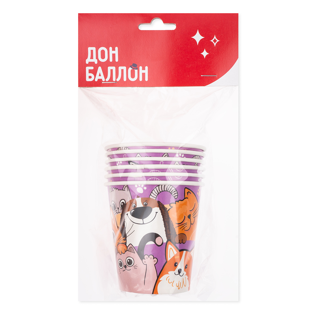 Стаканы (250 мл) Кошечки Собачки, 6 шт.