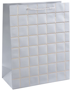 Пакет подарочный, 210гр, Золотые квадраты, Дизайн №4, Серебро, Металлик, 44*31*12 см, 1 шт.