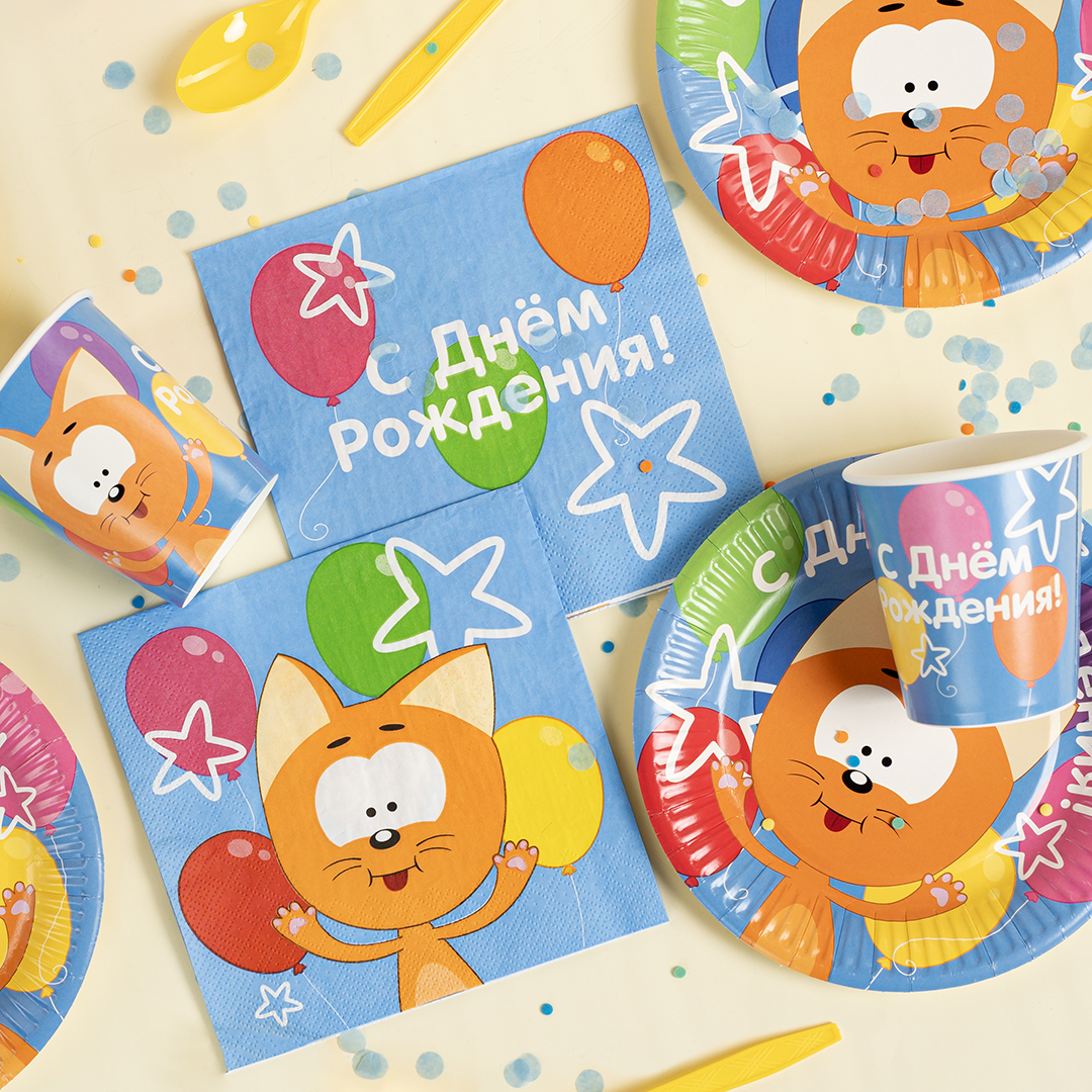 Стаканы (250 мл) Котенок Котэ, С Днем Рождения!, 6 шт.
