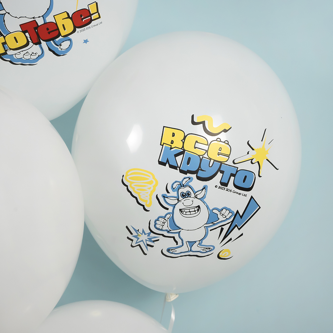 Шар (12''/30 см) Буба, Белый, пастель, 1 ст, 25 шт.