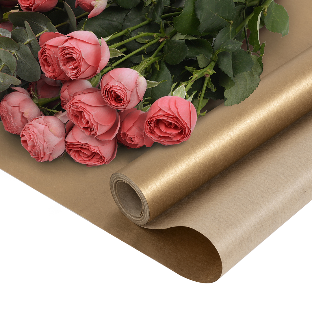 Упаковочная бумага, Крафт 40гр (0,68*10 м) Золото, 1 шт.