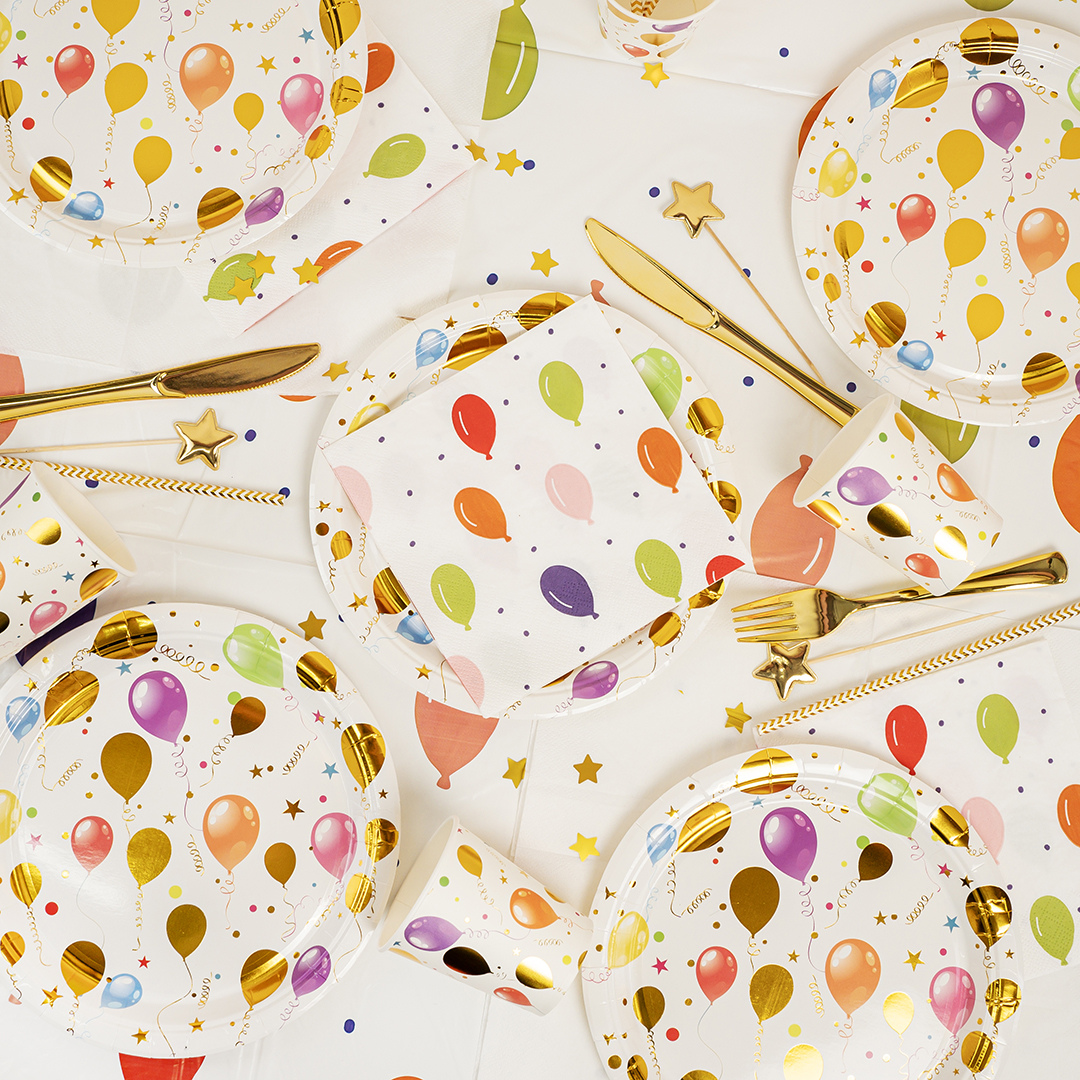 Стаканы (250 мл) Воздушные шарики, Разноцветный, Металлик, 6 шт.