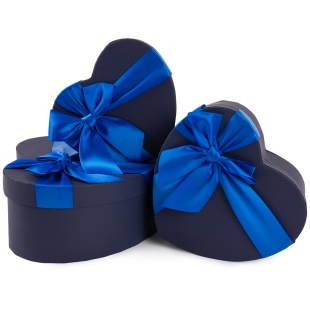 Набор коробок Сердце, с бантом, Темно-синий, 22*20*9 см, 3 шт. в упак. 