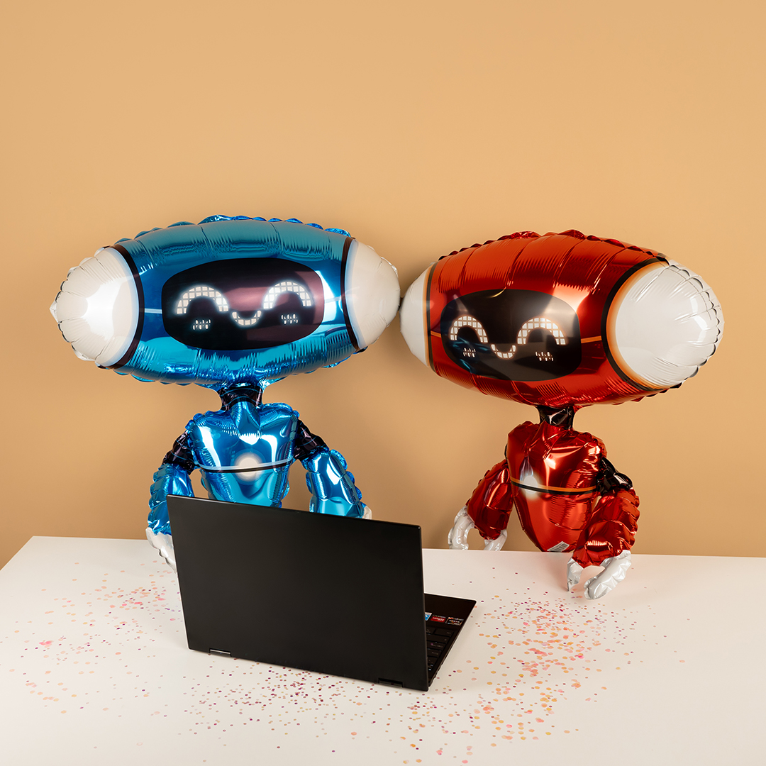 Шар (27''/69 см) Фигура, Робот, Красный, 1 шт.