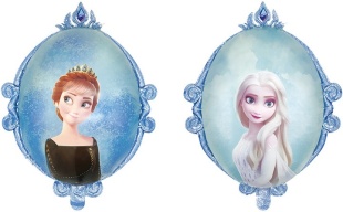 Шар (23''/58 см) Фигура, Зеркало, Холодное сердце, Эльза и Анна, Холодный голубой, 1 шт.