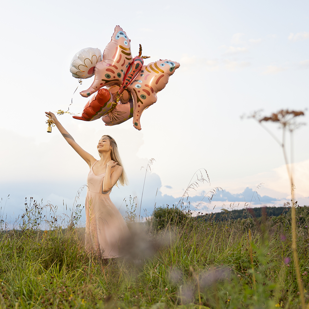 Шар (36''/91 см) Фигура, Бабочка, Розовый, 1 шт.