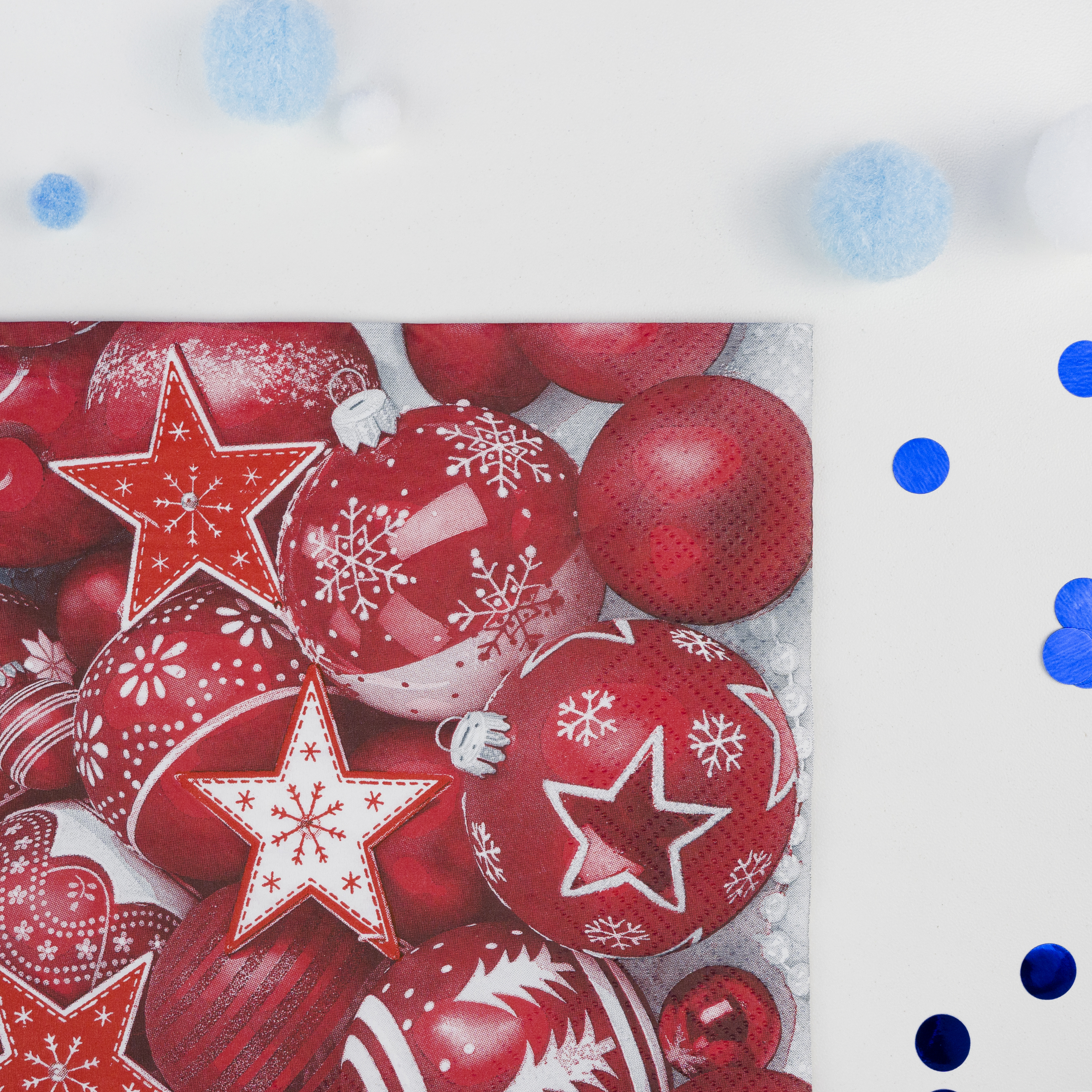 Сервировочные салфетки, Новогодняя композиция, Красный, 33*33 см, 20 шт.