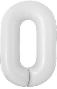 Шар с клапаном (16''/41 см) Мини-цифра, 0, Белый, 1 шт.
