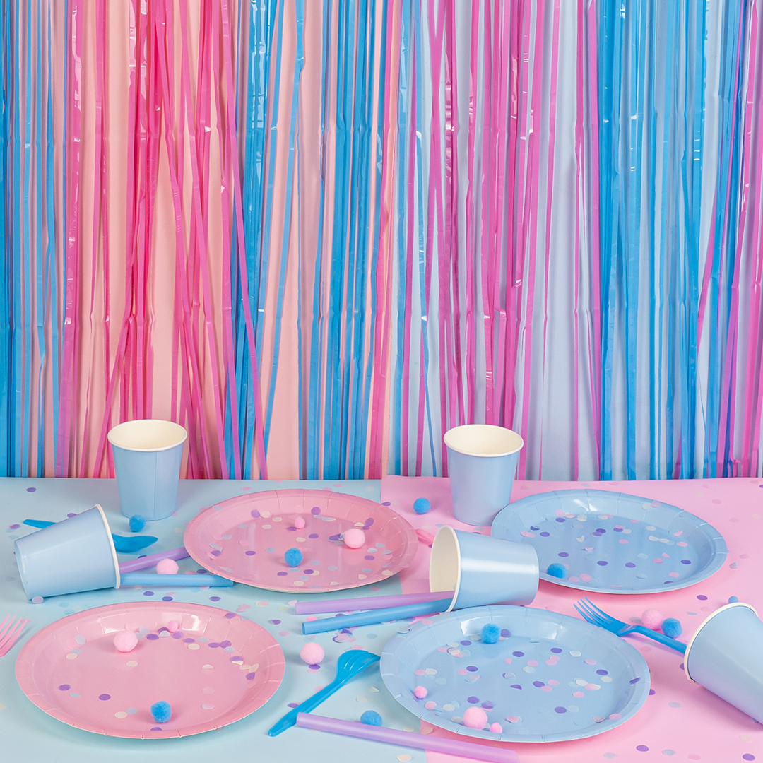 Занавес Дождик Голубой/Розовый, Макарунс, 100*200 см, 1 шт.