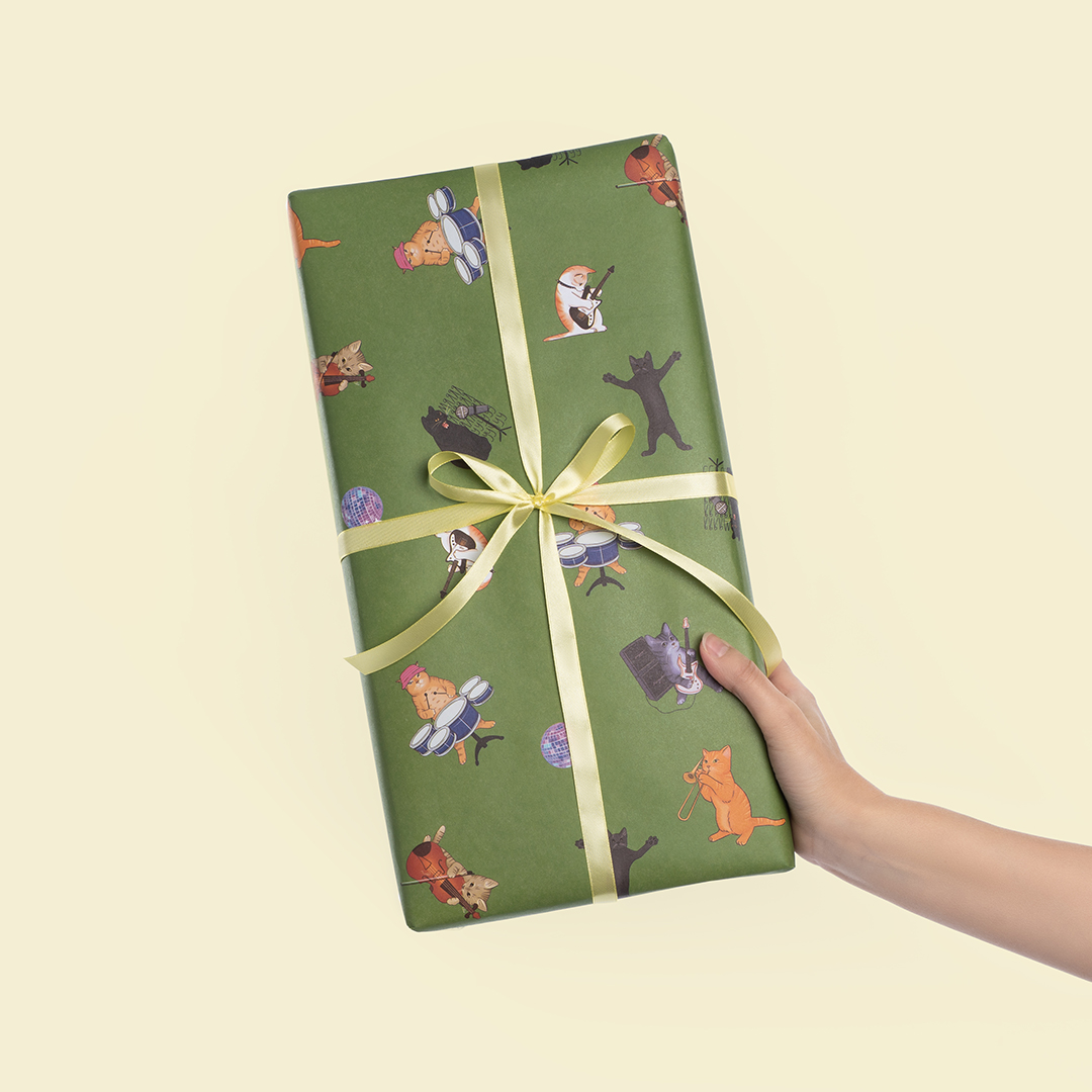 Упаковочная бумага 80гр (0,7*1 м) Музыкальные котики, 10 шт.