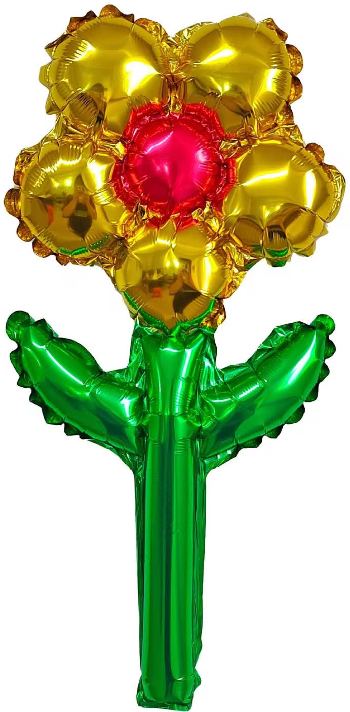 Шар с клапаном (17''/43 см) Мини-цветок, Золото, 1 шт.