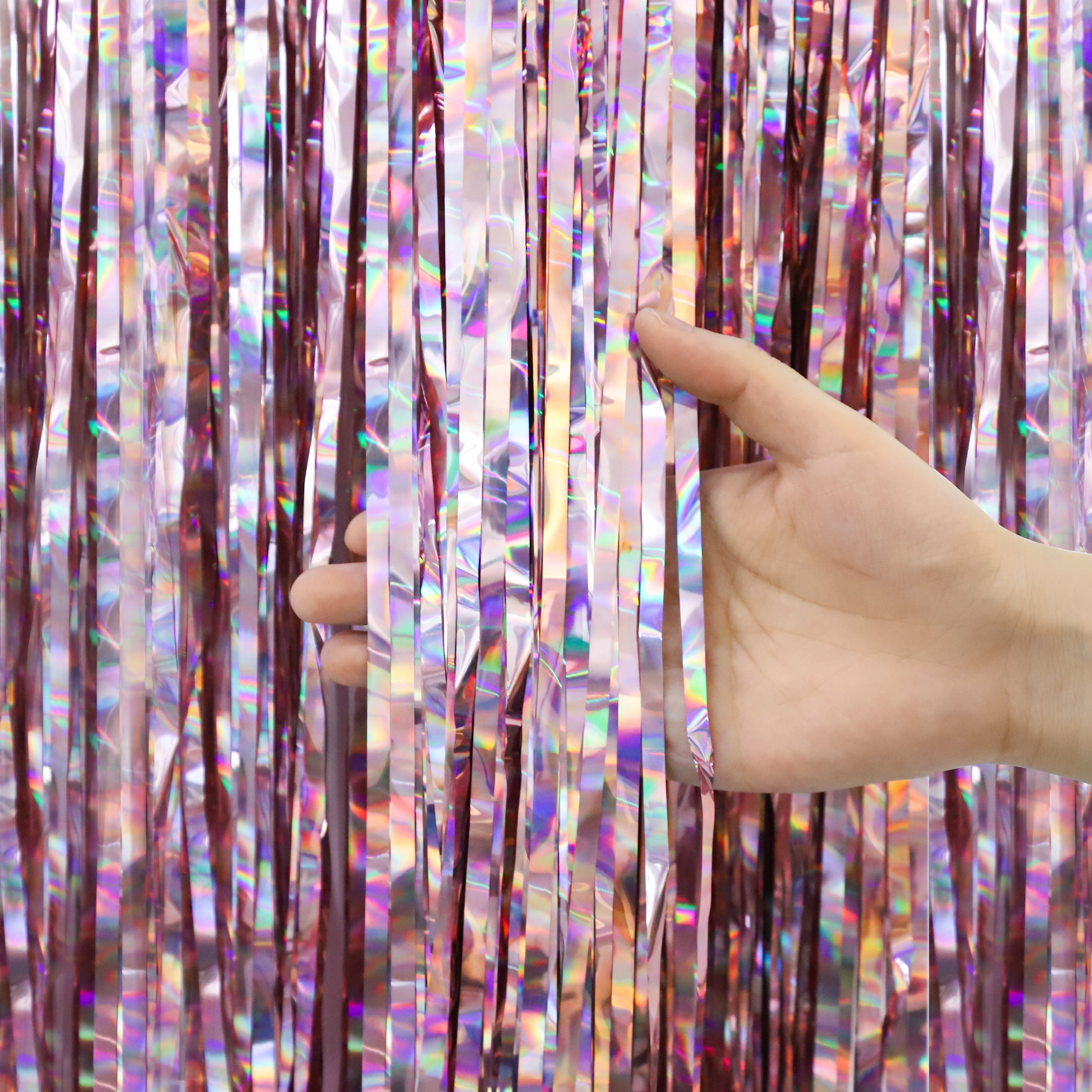 Занавес Дождик Электрик, Розовое Золото, Голография, 100*200 см, 1 шт.