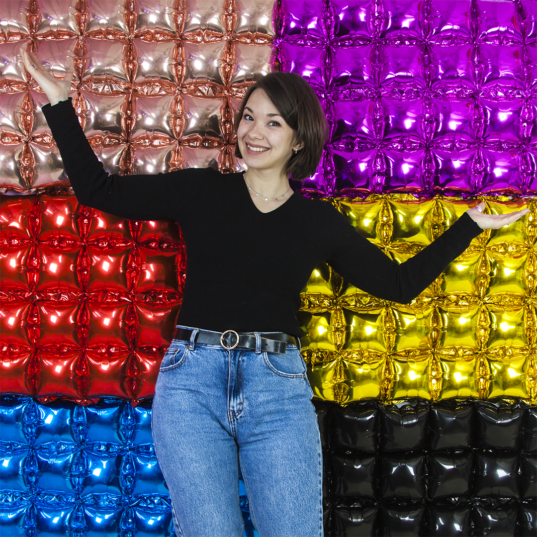 Фотозона из шаров 142*75 см. Розовое Золото, Металлик, 1 шт.