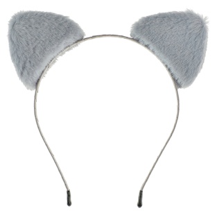 Ободок, Пушистые ушки - фурри, Серый, 1 шт. 