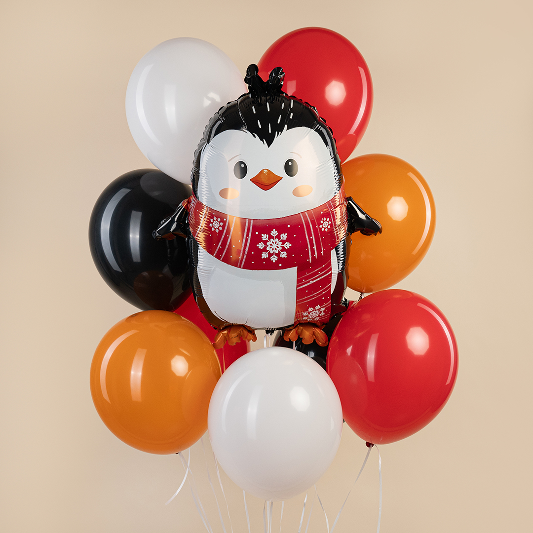 Шар (28''/71 см) Фигура, Новогодний пингвин, 1 шт. в уп.