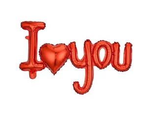 Шар (39''/99 см) Фигура, Надпись "I love you" с сердцем, Красный, 1 шт.
