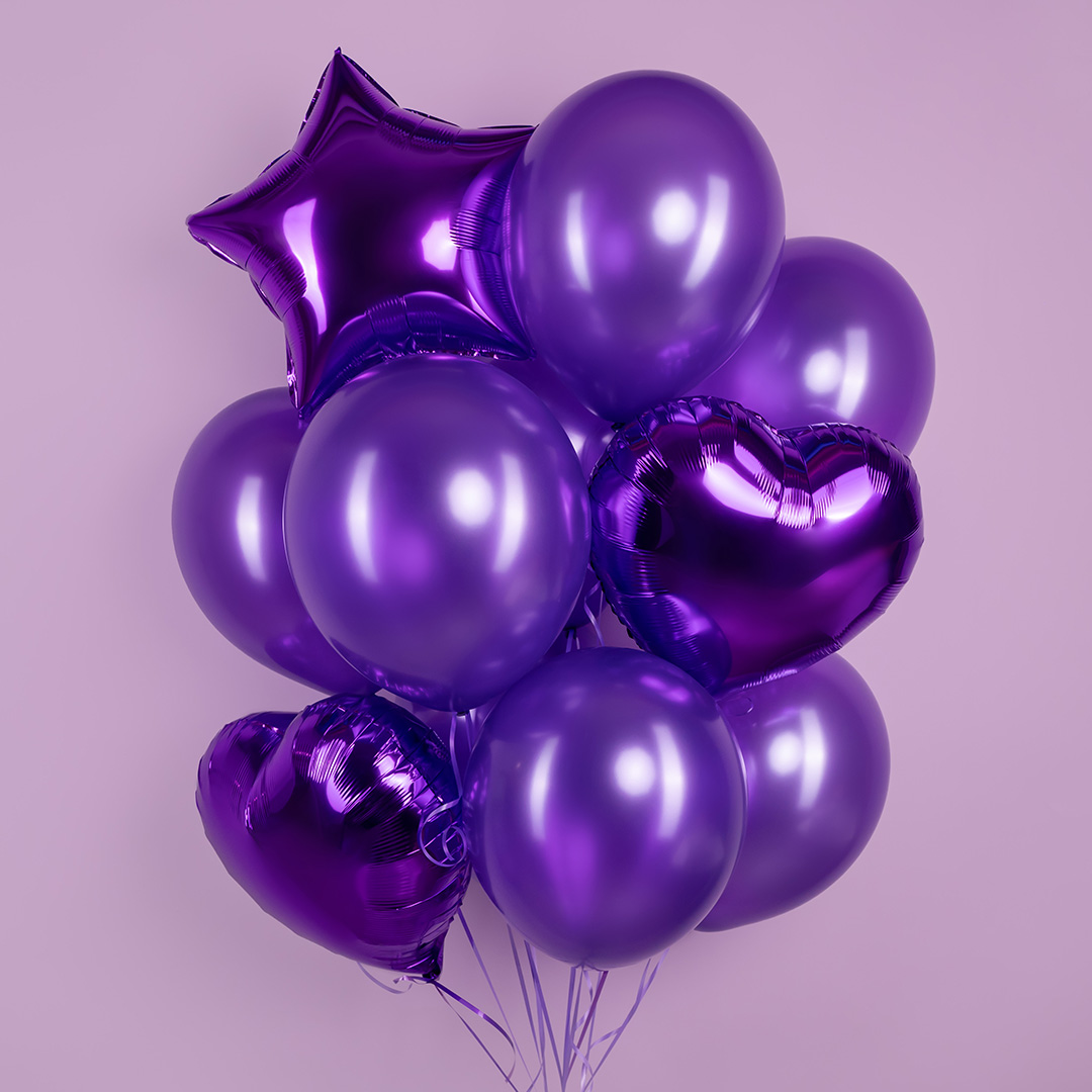 Шар (18''/46 см) Звезда, Фиолетовый, 1 шт.