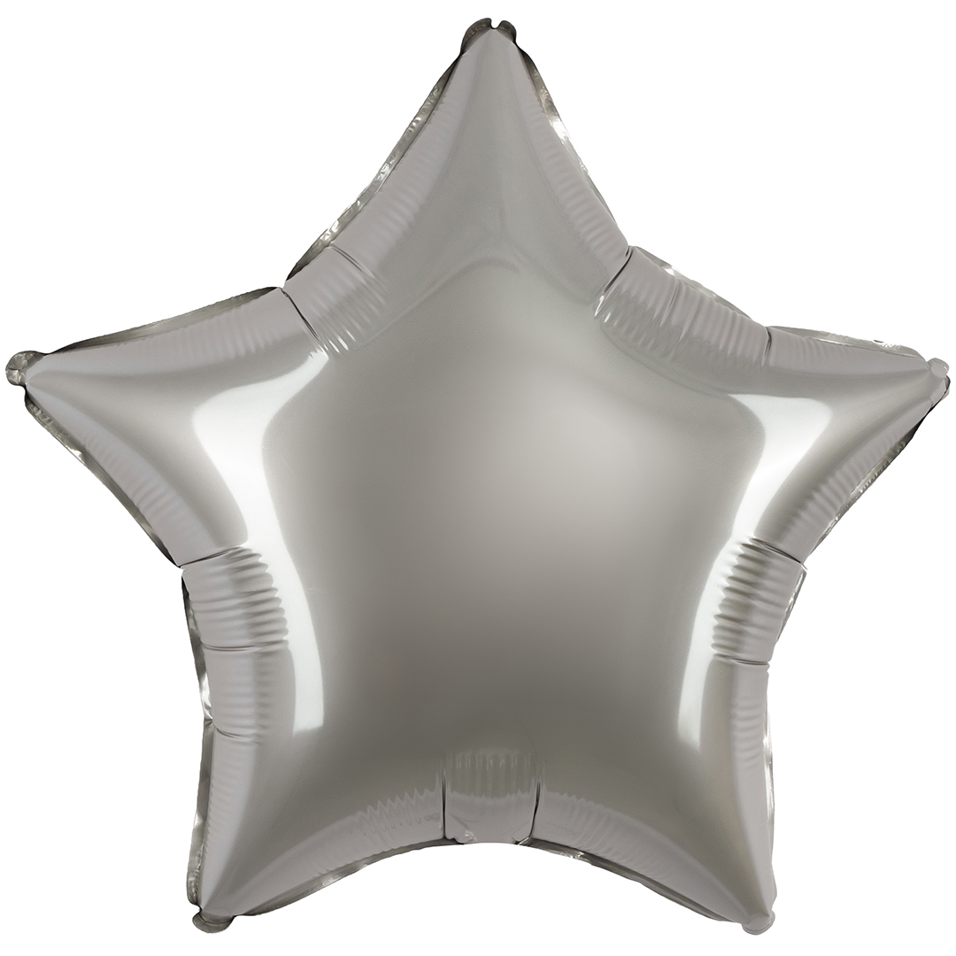 Шар (18''/46 см) Звезда, Лунное Серебро, Матовый, 1 шт.