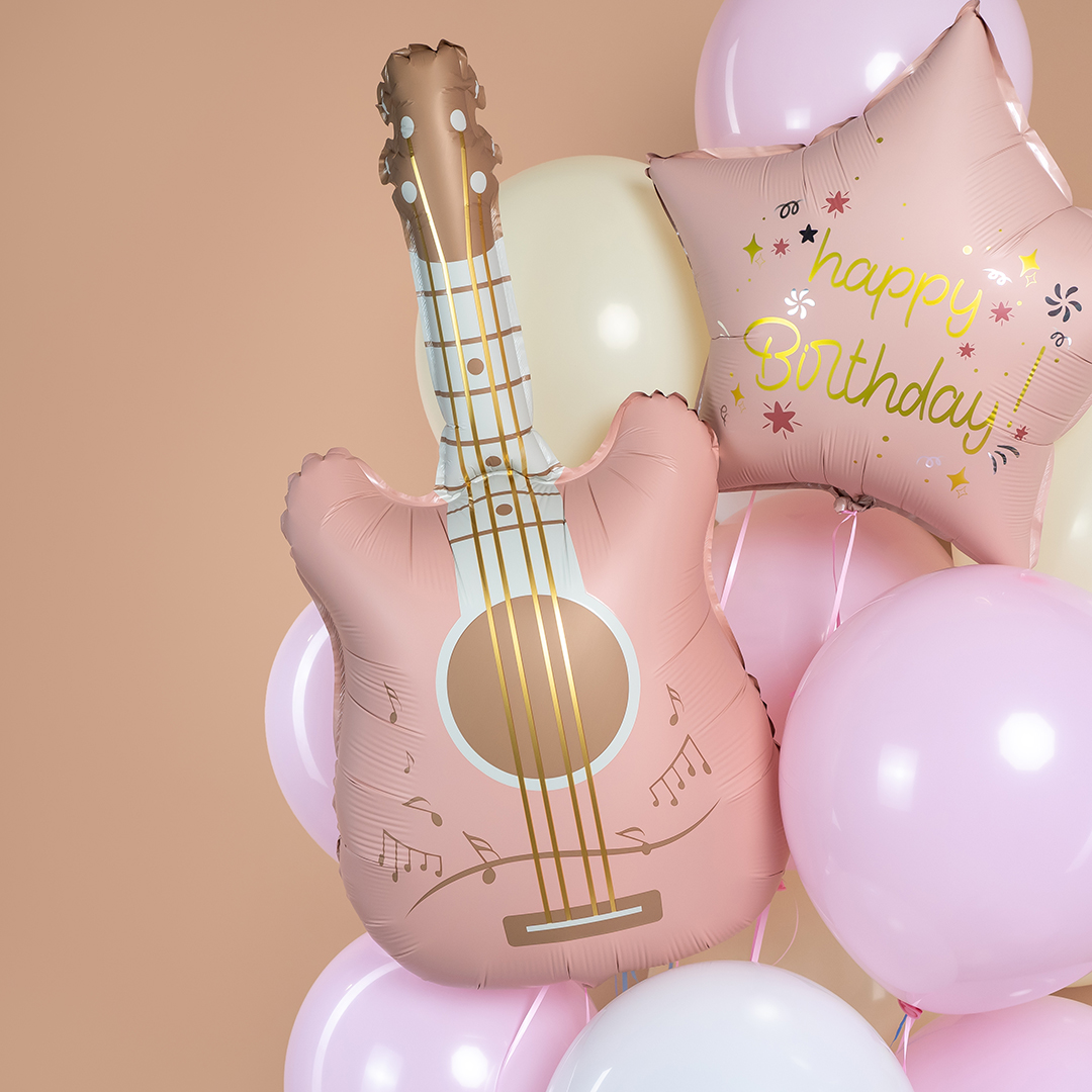 Шар (35''/89 см) Фигура, Гитара, Розовый, 1 шт. в уп.