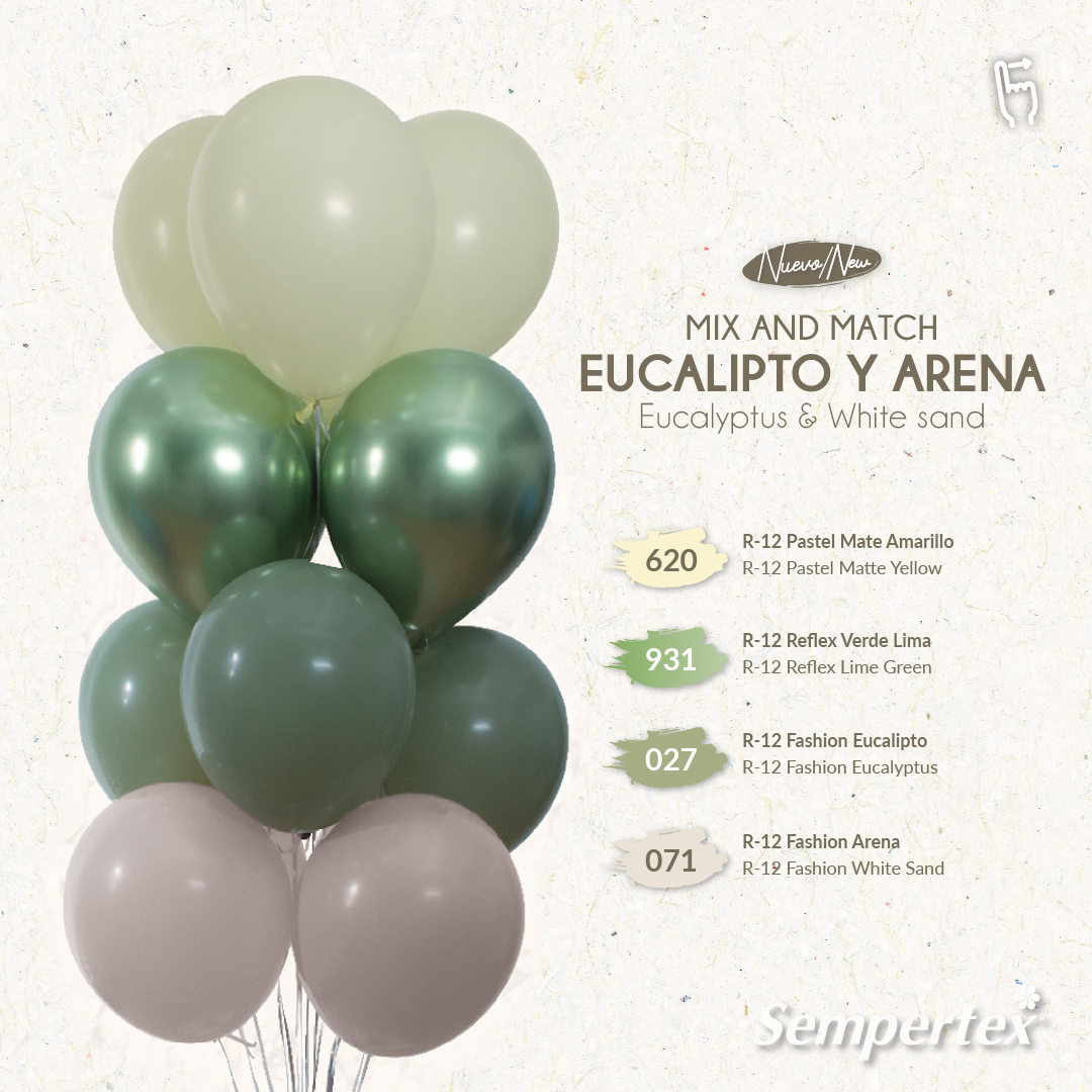 Шар (12''/30 см), Эвкалипт (027), пастель, 50 шт.