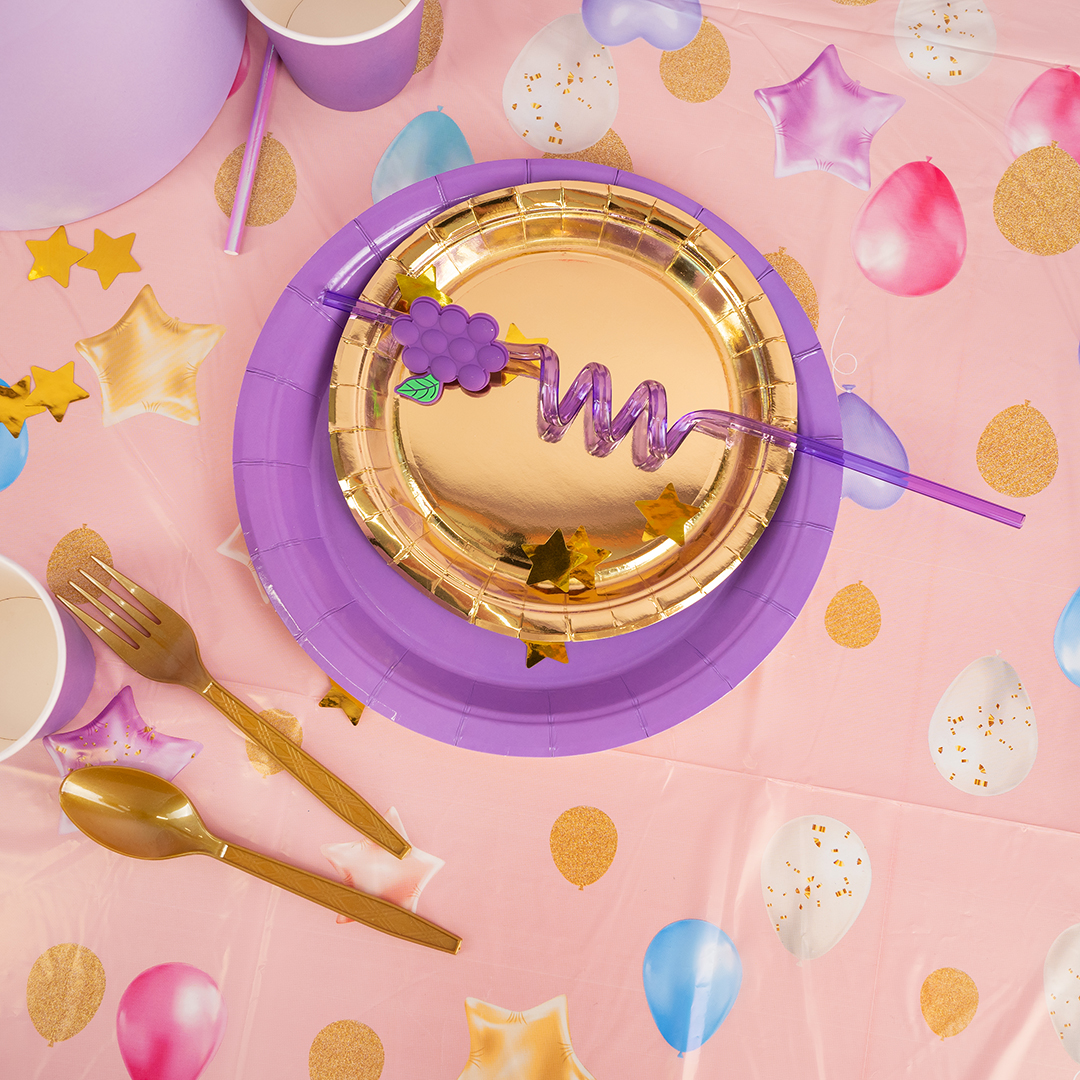 Скатерть одноразовая, Праздничные шарики, Розовый, 120*180 см, 1 шт.