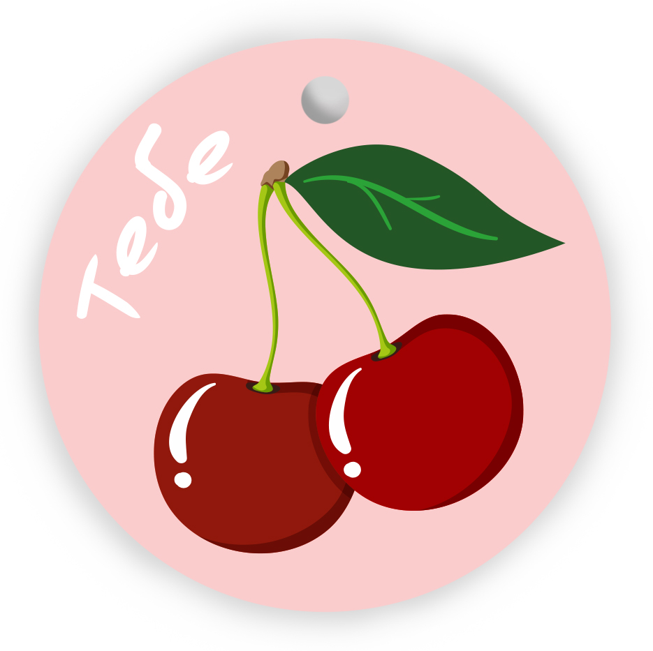 Бирки для подарков, Круг, Тебе (вишенки), 5,4 см, 20 шт.