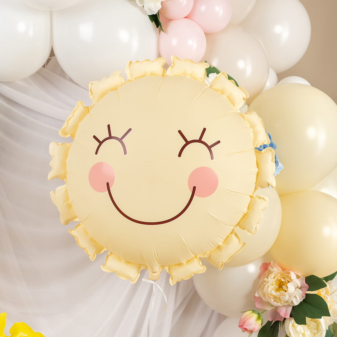 Шар (22''/56 см) Фигура, Солнышко, Кремовый, 1 шт. в уп.