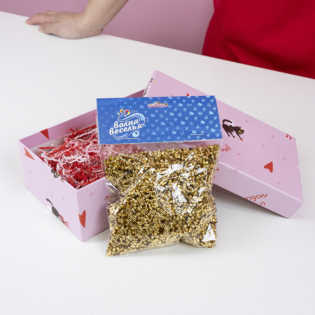 Конфетти фольга Цилиндр, Золото, Металлик, 0,2 см, 20 г.