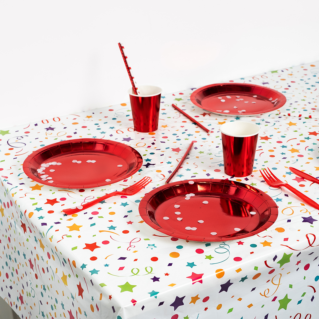 Тарелки (9''/23 см) Красный, Металлик, 6 шт.